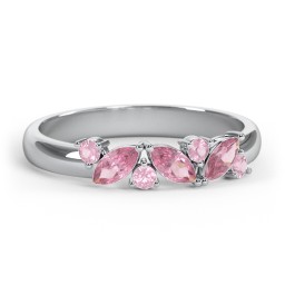 3 Marquise Birthstone Ring with Round Accents