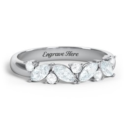 4 Marquise Birthstone Ring with Round Accents