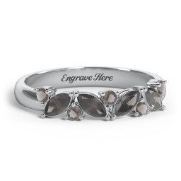 4 Marquise Birthstone Ring with Round Accents