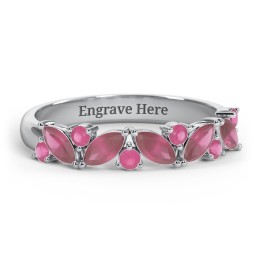 5 Marquise Birthstone Ring with Round Accents