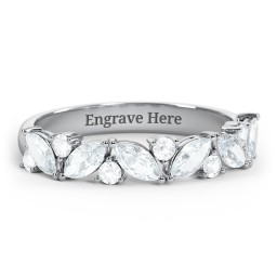 6 Marquise Birthstone Ring with Round Accents