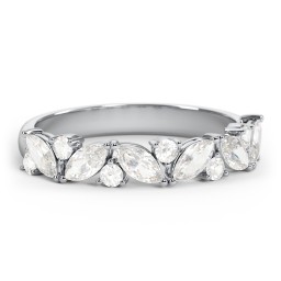 6 Marquise Birthstone Ring with Round Accents