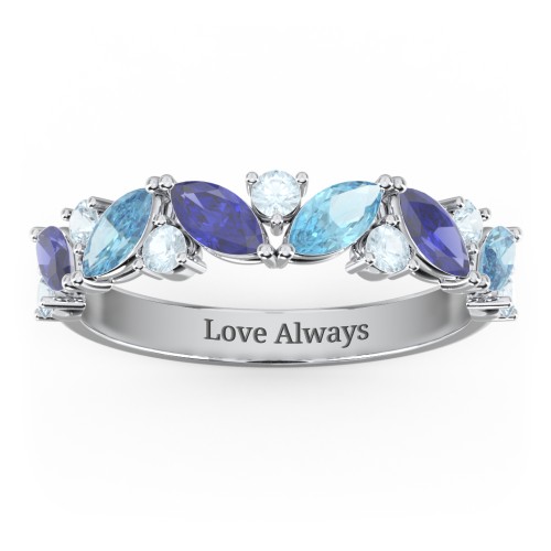 6 Marquise Birthstone Ring with Round Accents