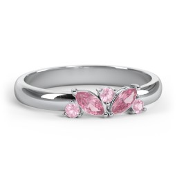 2 Marquise Birthstone Ring with Round Accents