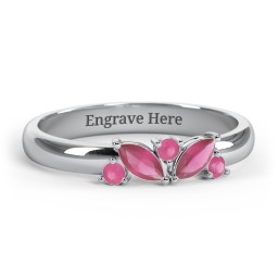 2 Marquise Birthstone Ring with Round Accents