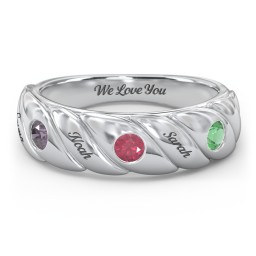 3 Birthstone Flat Twisted Croissant Ring