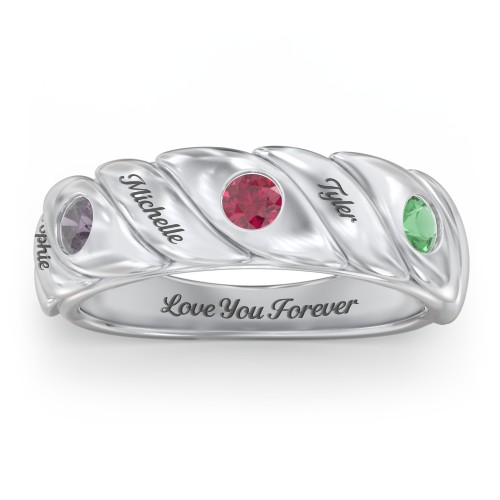 3 Birthstone Flat Twisted Croissant Ring