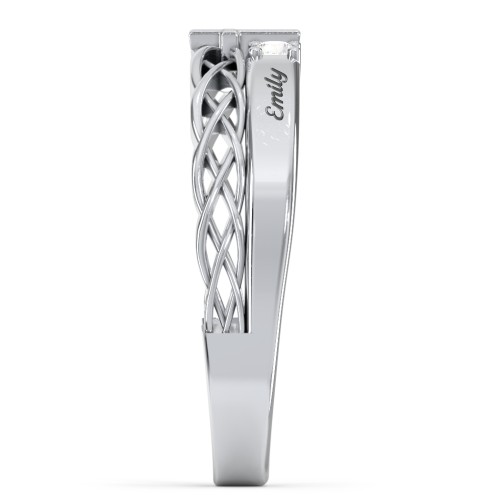 Women’s Cross Ring with Round Gemstones – Sterling Silver with Cubic Zirconia