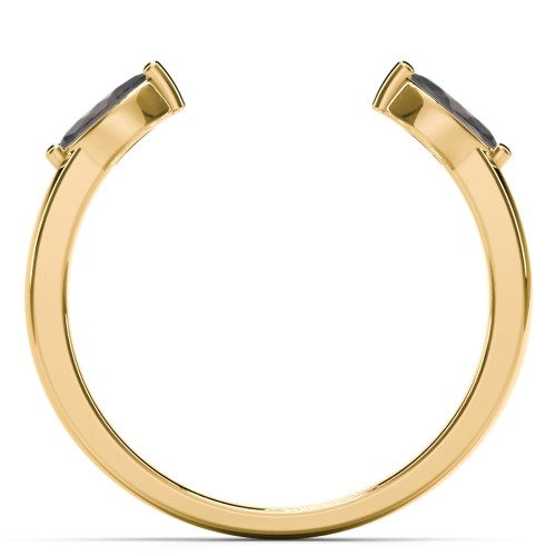 Marquise Birthstone Open Cuff Ring – 18K Gold Plated Silver with Smokey Quartz