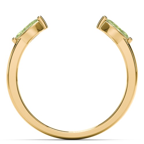 Marquise Birthstone Open Cuff Ring – 18K Gold Plated Silver with Peridot