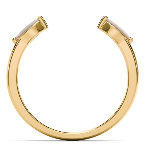 Marquise Birthstone Open Cuff Ring – 18K Gold Plated Silver with Opal