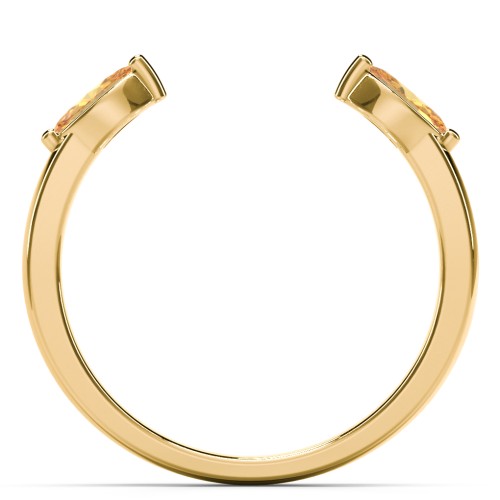 Marquise Birthstone Open Cuff Ring – 18K Gold Plated Silver with Citrine