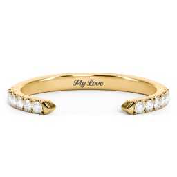 Pavé Birthstone Open Cuff Ring in 18K Gold Plated Silver with White Premium Zirconia