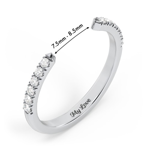 Pavé Birthstone Open Cuff Ring – Sterling Silver with White Premium Zirconia