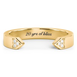 Geometric Birthstone Open Cuff Ring in 18K Gold Plated Silver with White Premium Zirconia