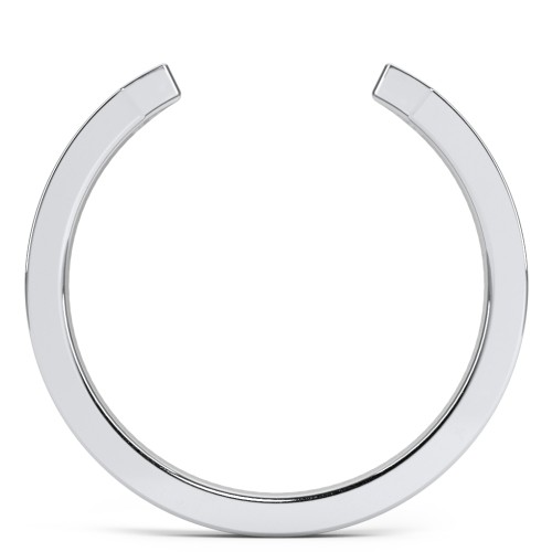 Geometric Birthstone Open Cuff Ring – Sterling Silver with White Premium Zirconia
