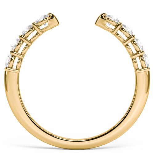 Round Birthstone Open Cuff Ring – 9kt Yellow Gold with Cubic Zirconia