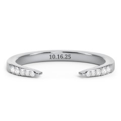 Tapered Accent Open Cuff Ring – 18K Gold Plated Silver with White Premium Zirconia