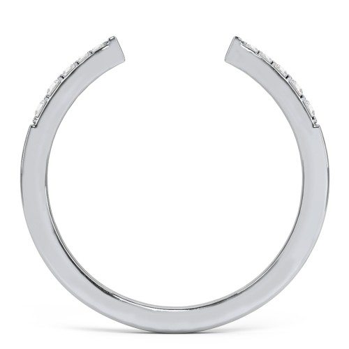 Tapered Accent Open Cuff Ring – Sterling Silver with White Premium Zirconia