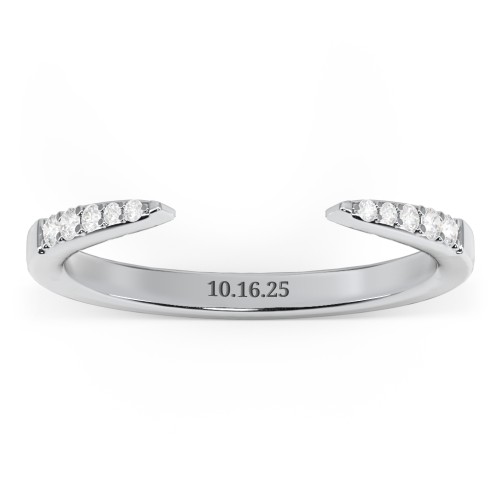 Tapered Accent Open Cuff Ring – Sterling Silver with White Premium Zirconia