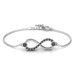 Double Stone Infinity Accent Bracelet in 925 Sterling Silver