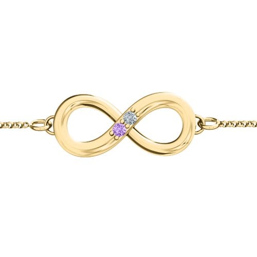 "Twosome" Infinity Bracelet – 9kt Yellow Gold with Amethyst and Cubic Zirconia