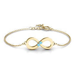 "Twosome" Infinity Bracelet in 18K Gold Plated Silver with Blue Topaz