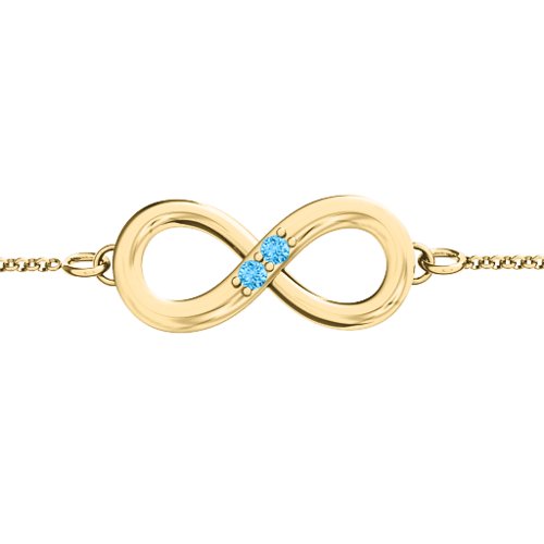 "Twosome" Infinity Bracelet – 18K Gold Plated Silver with Blue Topaz