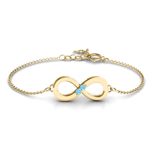 "Twosome" Infinity Bracelet – 18K Gold Plated Silver with Blue Topaz