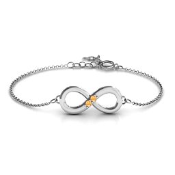 "Twosome" Infinity Bracelet in 925 Sterling Silver with Citrine