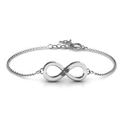 "Twosome" Infinity Bracelet in 925 Sterling Silver with Alexandrite