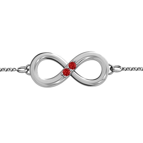 "Twosome" Infinity Bracelet – Sterling Silver with Garnet