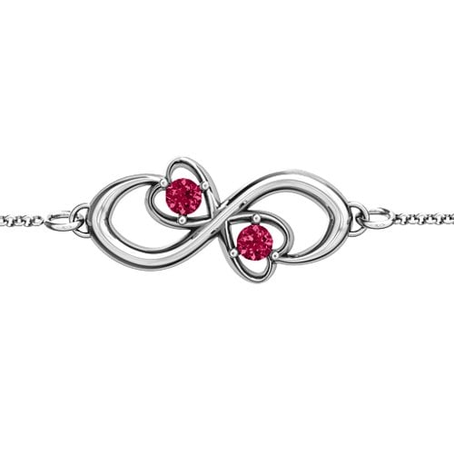 Duo of Hearts and Stones Infinity Bracelet