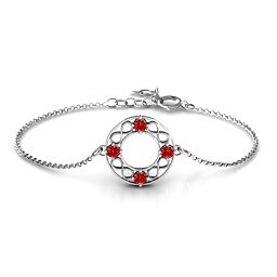 Circular Infinity Bracelet in 925 Sterling Silver with Garnet