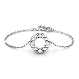 Circular Infinity Bracelet in 925 Sterling Silver with Opal