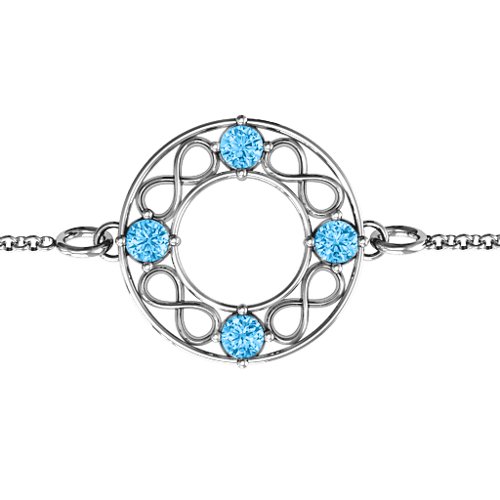Circular Infinity Bracelet – Sterling Silver with Blue Topaz