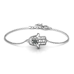 Horizontal Hamsa Bracelet in 925 Sterling Silver