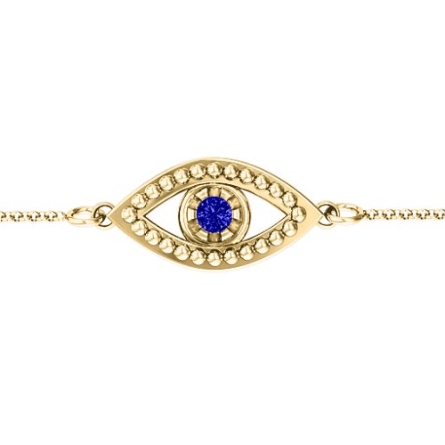 Evil Eye Bracelet – 18K Gold Plated Silver with Blue Sapphire