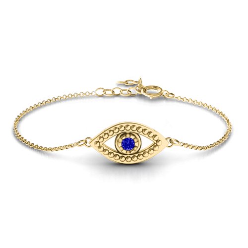 Evil Eye Bracelet – 18K Gold Plated Silver with Blue Sapphire