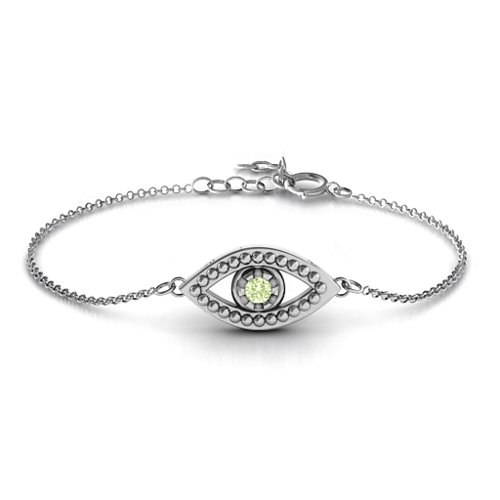 Evil Eye Bracelet – Sterling Silver with Peridot