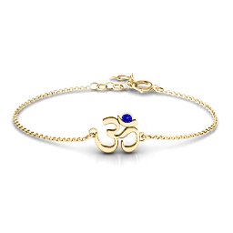 Om - Sound of Universe Bracelet with Round Stone in 18K Gold Plated Silver with Blue Sapphire