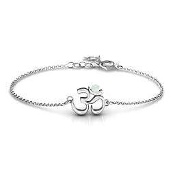 Om - Sound of Universe Bracelet with Round Stone in 925 Sterling Silver with Opal