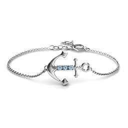 Anchor Bracelet with Three Stones