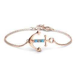 Anchor Bracelet with Three Stones