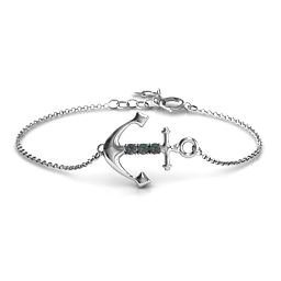 Anchor Bracelet with Three Stones in 925 Sterling Silver with Alexandrite