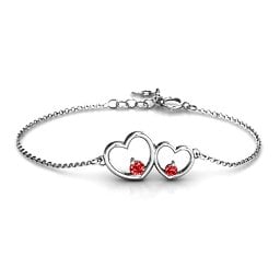 Double Heart With Two Stones Bracelet