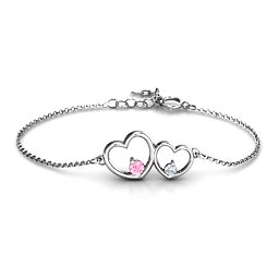 Double Heart With Two Stones Bracelet
