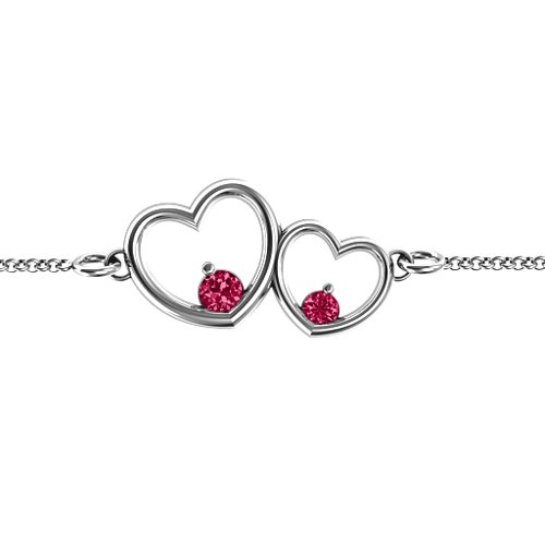 Double Heart With Two Stones Bracelet