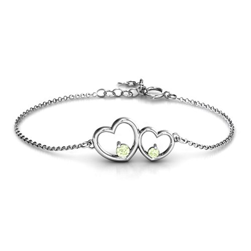 Double Heart With Two Stones Bracelet