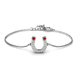 Horseshoe Bracelet with Two Stones and Accents